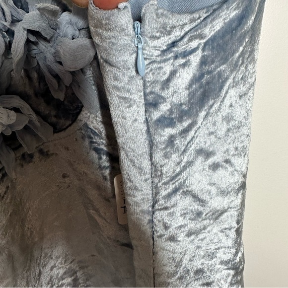 NWT FREE PEOPLE Velvet Mini Dress Light Blue Size 10 - Picture 3 of 16